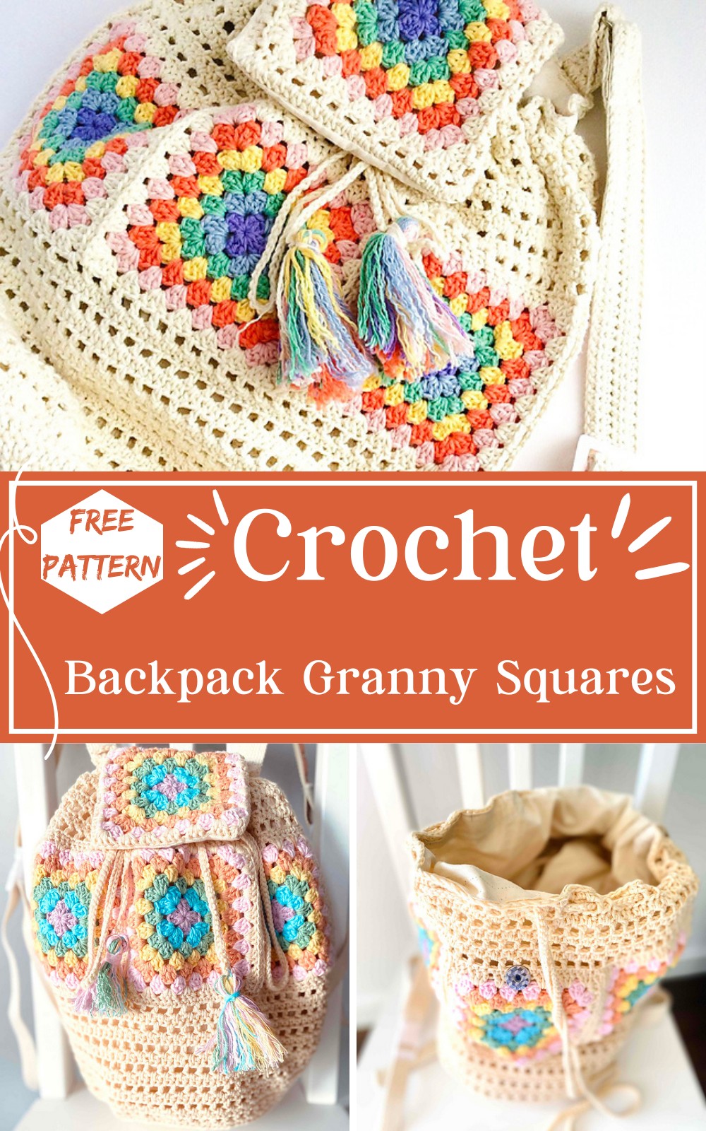 Crochet Rainbow Backpack Granny Squares