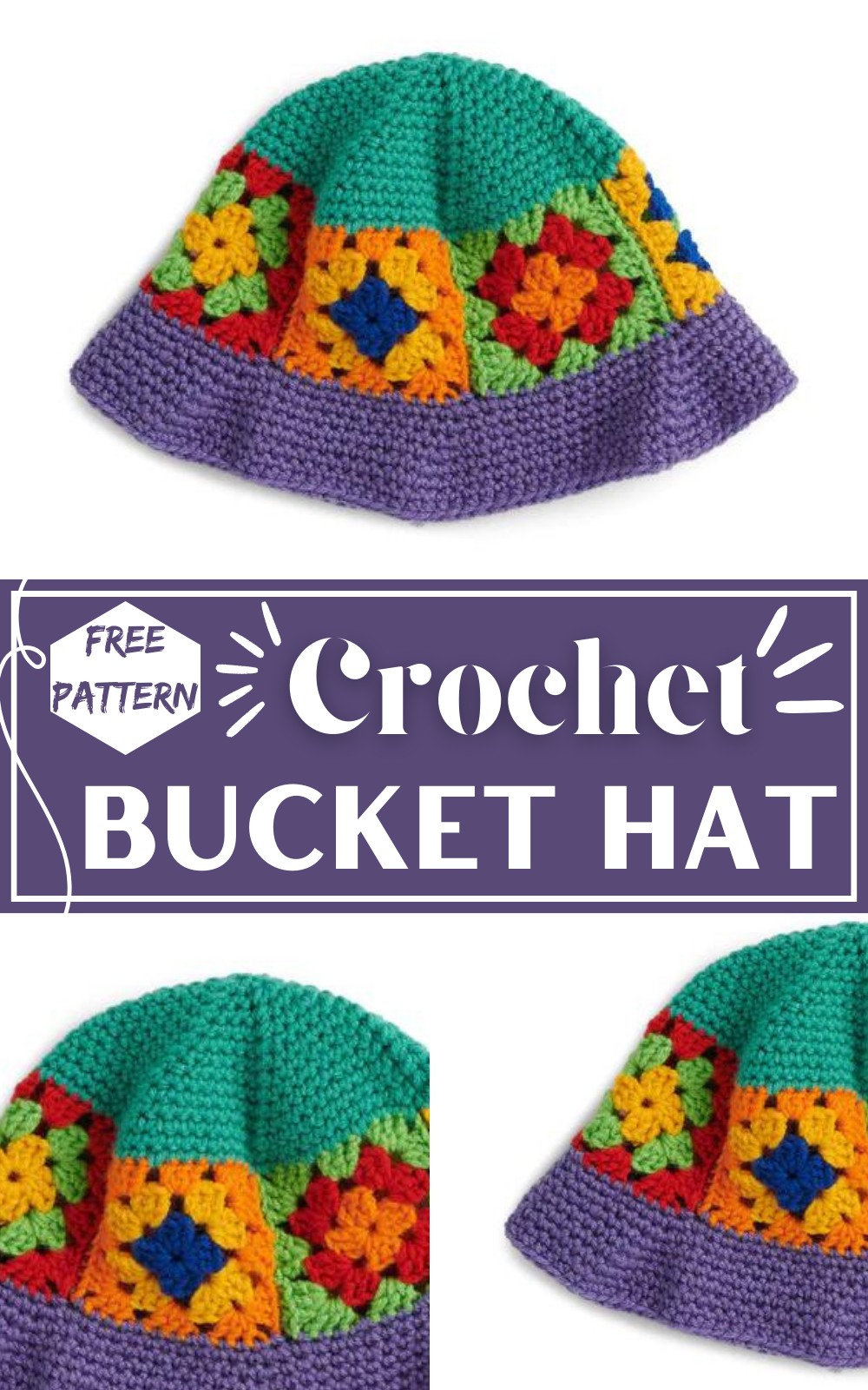 Crochet Rainbow Bucket Hat Pattern