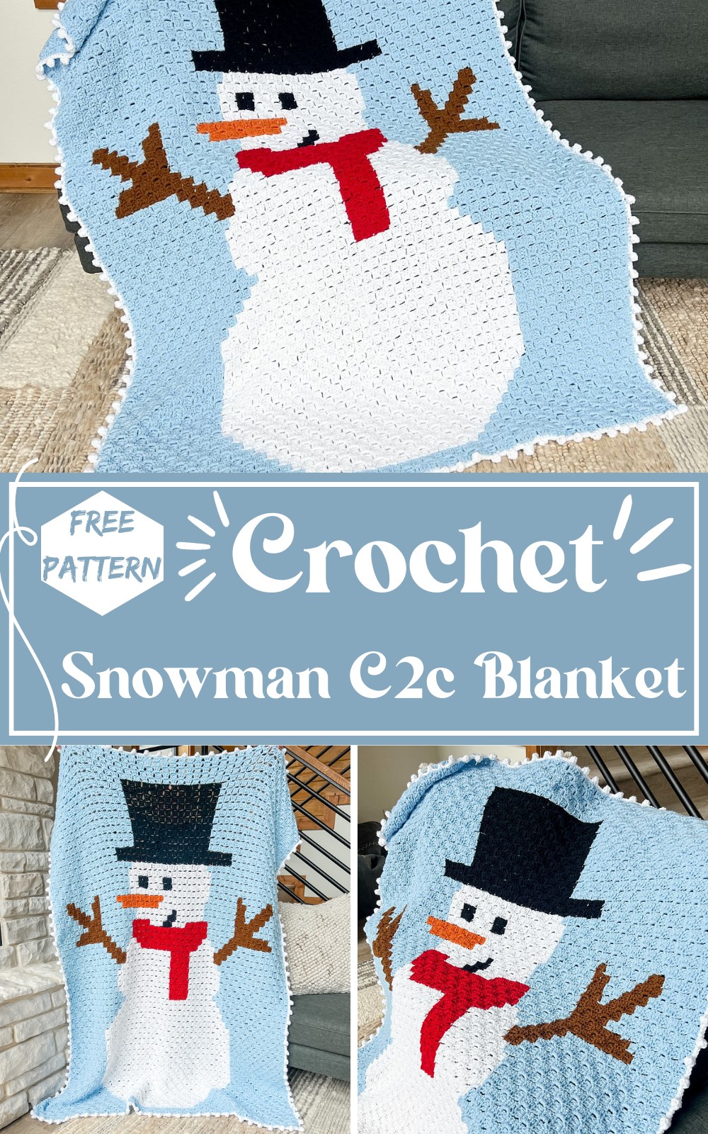 Crochet Snowman C2c Blanket
