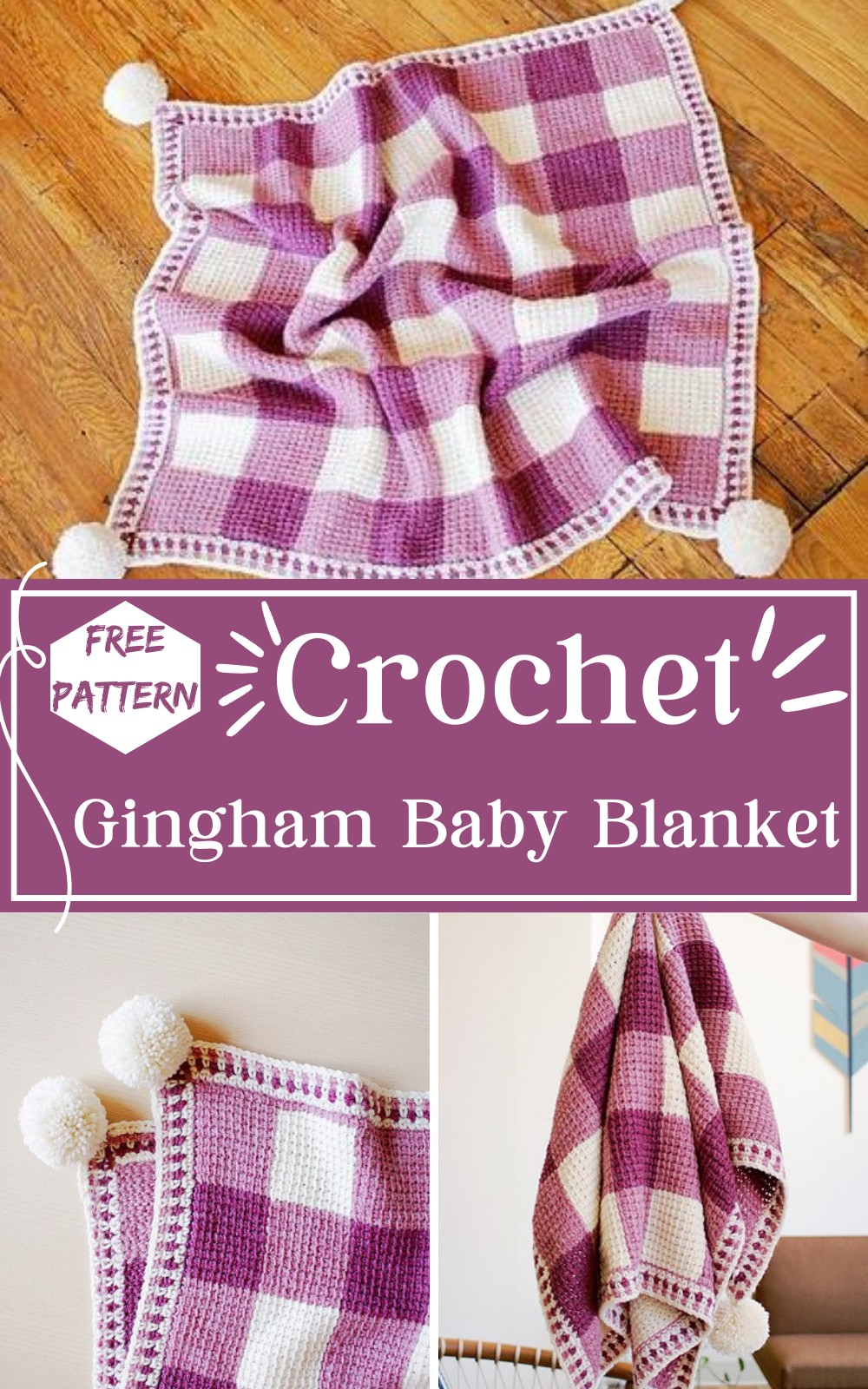Crochet Sweet Gingham Baby Blanket