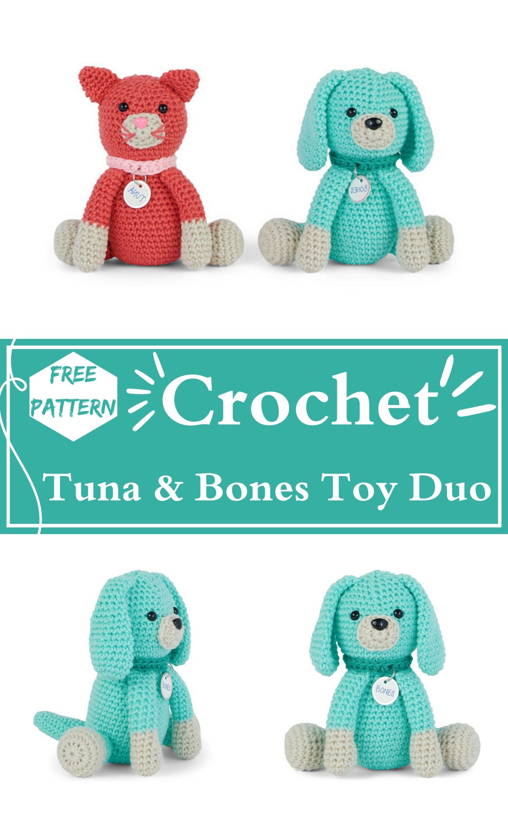 Crochet Tuna & Bones Toy Duo