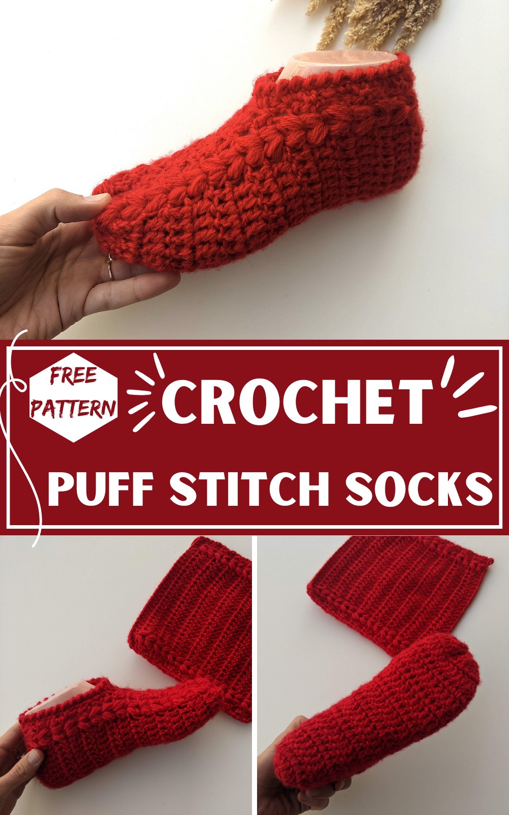 Flat Puff Stitch Socks