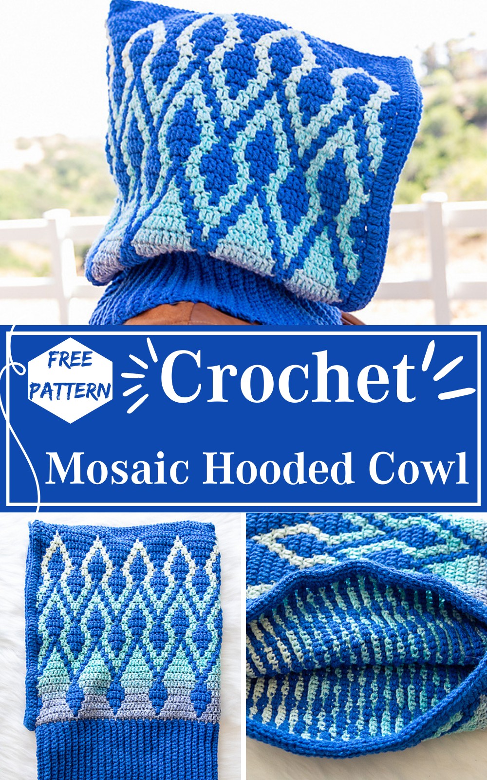 Mosaic Crochet Hooded Cowl
