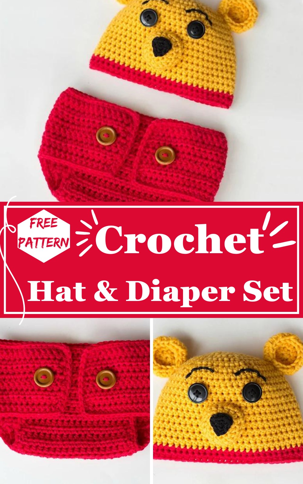 Winnie The Pooh Hat & Diaper Set