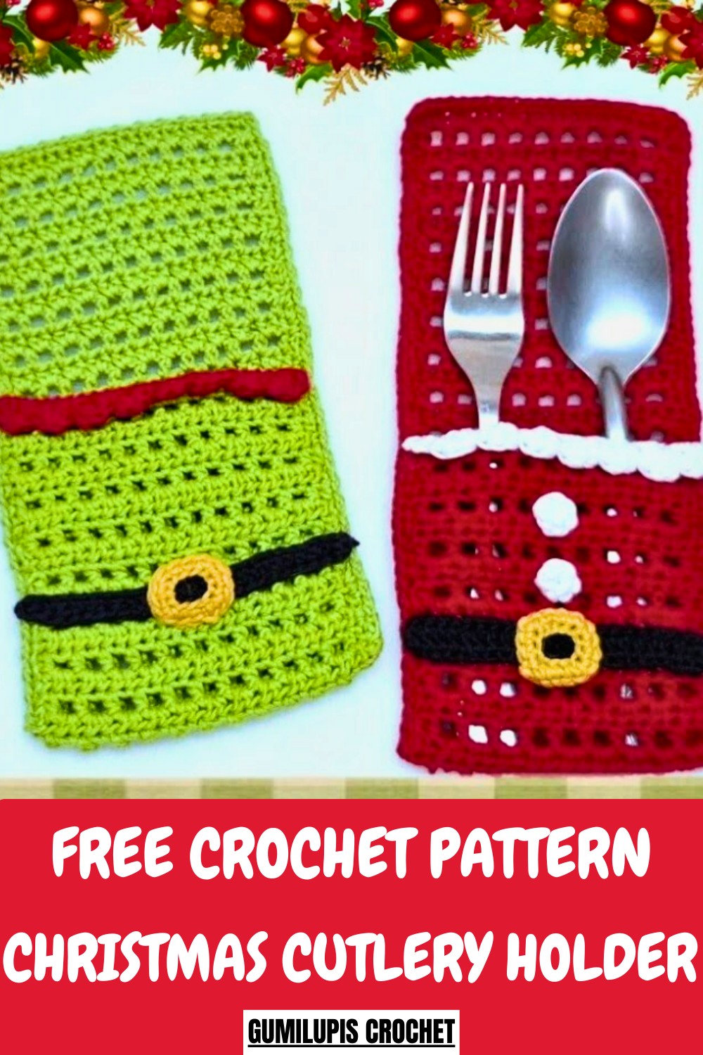 Crochet Christmas Cutlery Holder Pattern