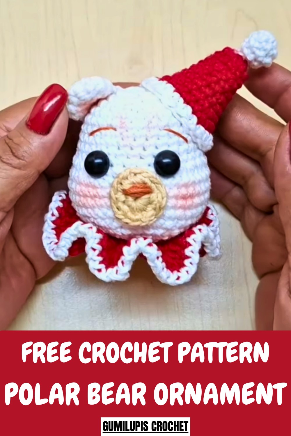 Crochet Polar Bear Christmas Ornament Pattern