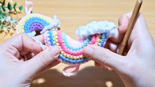 Crochet Rainbow Keychain Pattern 6