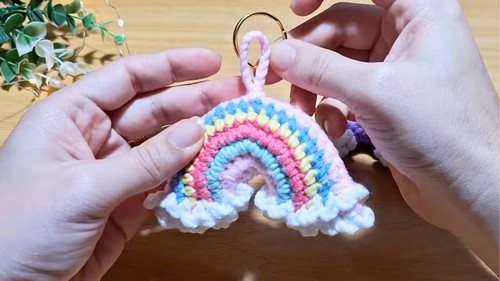 Crochet Rainbow Keychain Pattern 7