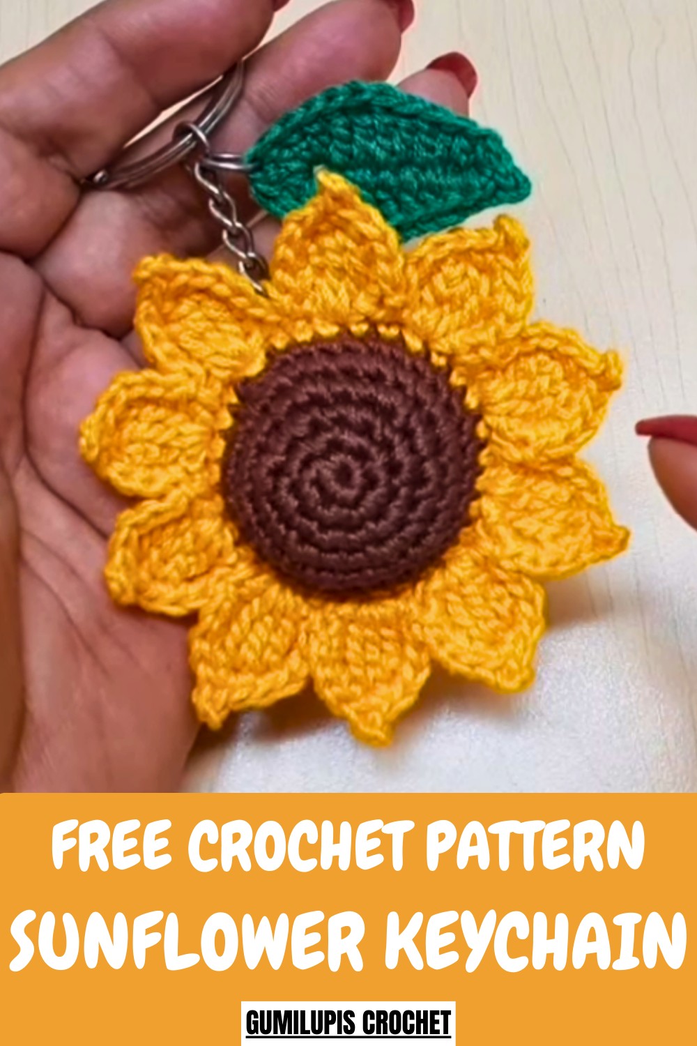 Crochet Sunflower Keychain Pattern
