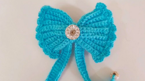 Crochet Bow Hair Clips Pattern 8