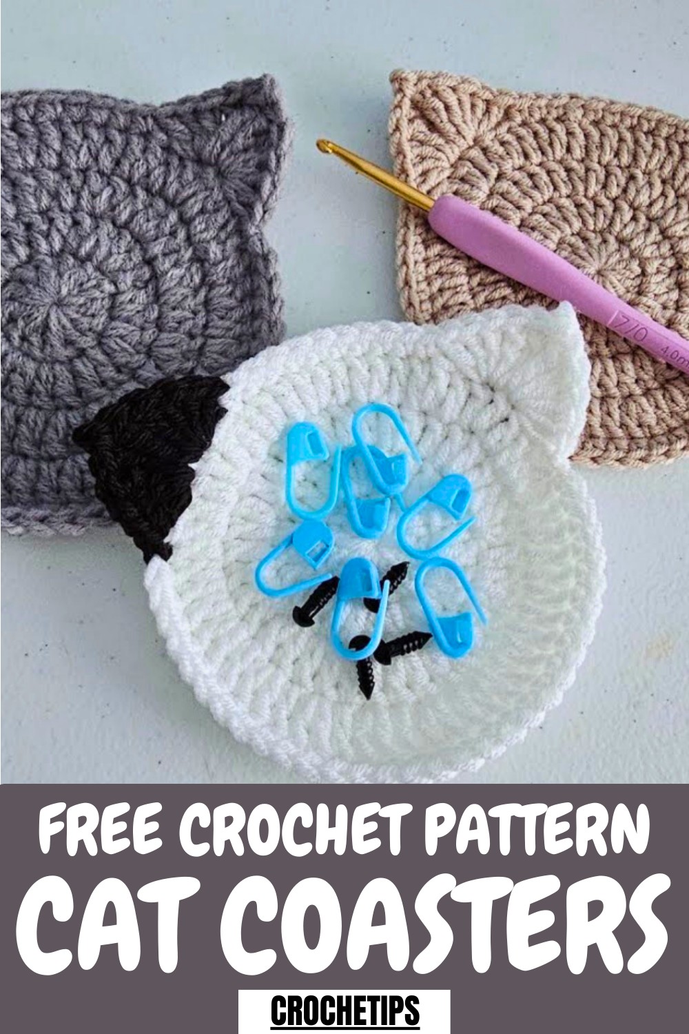 Crochet Cat Coasters Pattern