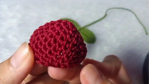 Crochet Cherry Keychain Pattern 5