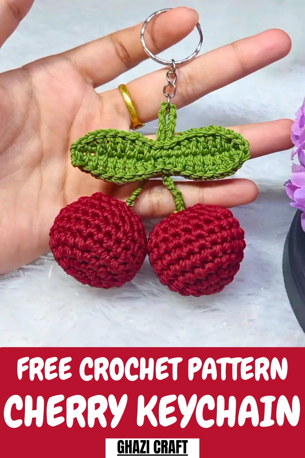Crochet Cherry Keychain Pattern