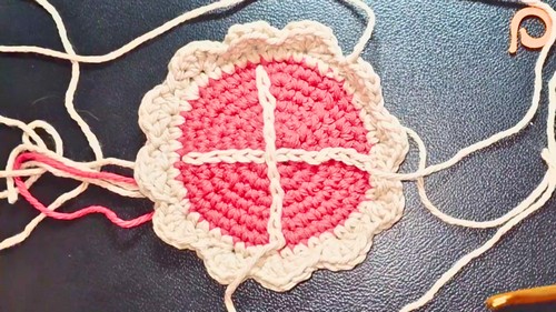 Crochet Cherry Pie Coaster Pattern 7