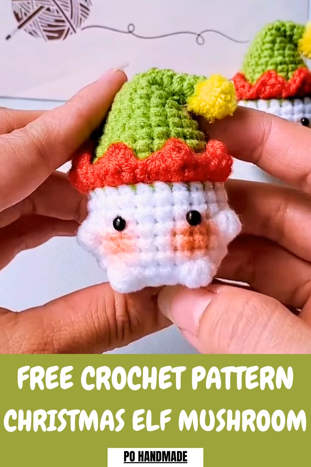 Crochet Christmas Elf Mushroom Pattern
