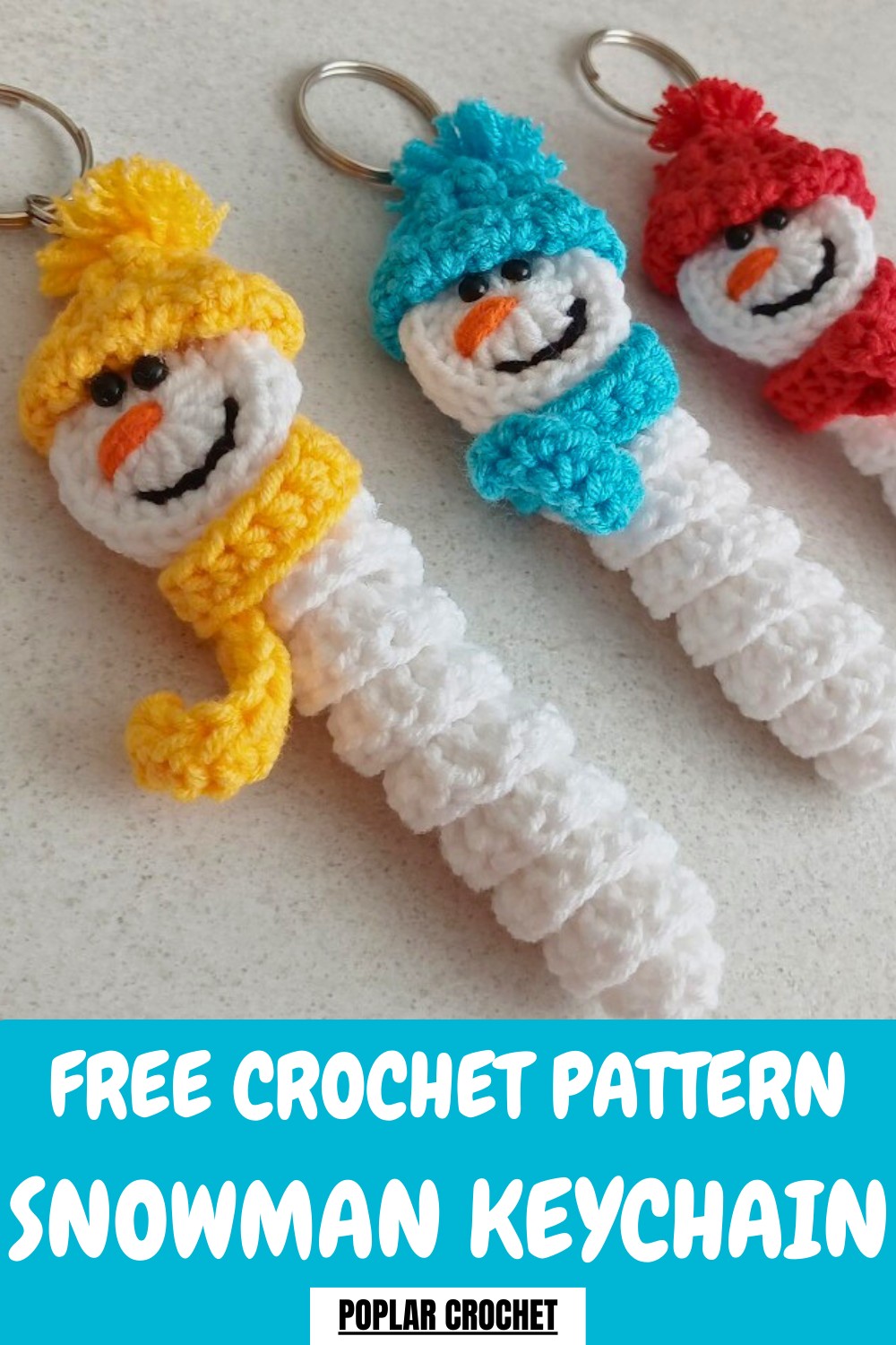 Crochet Christmas Snowman Keychain Pattern