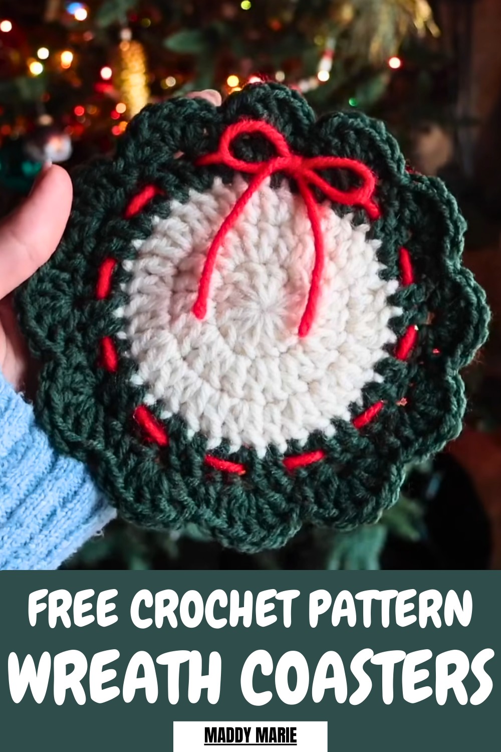 Crochet Christmas Wreath Coasters Pattern