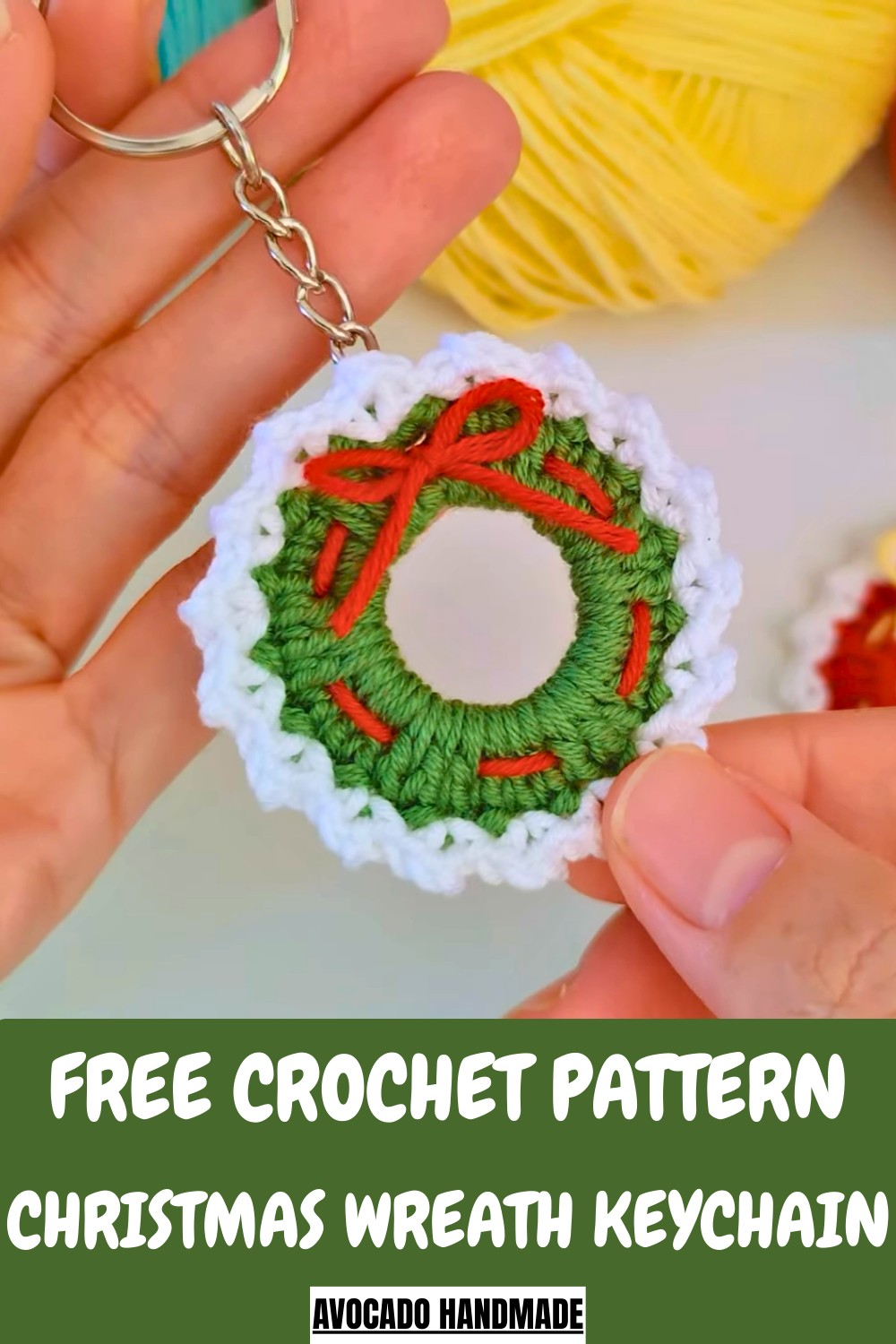 Crochet Christmas Wreath Keychain Pattern