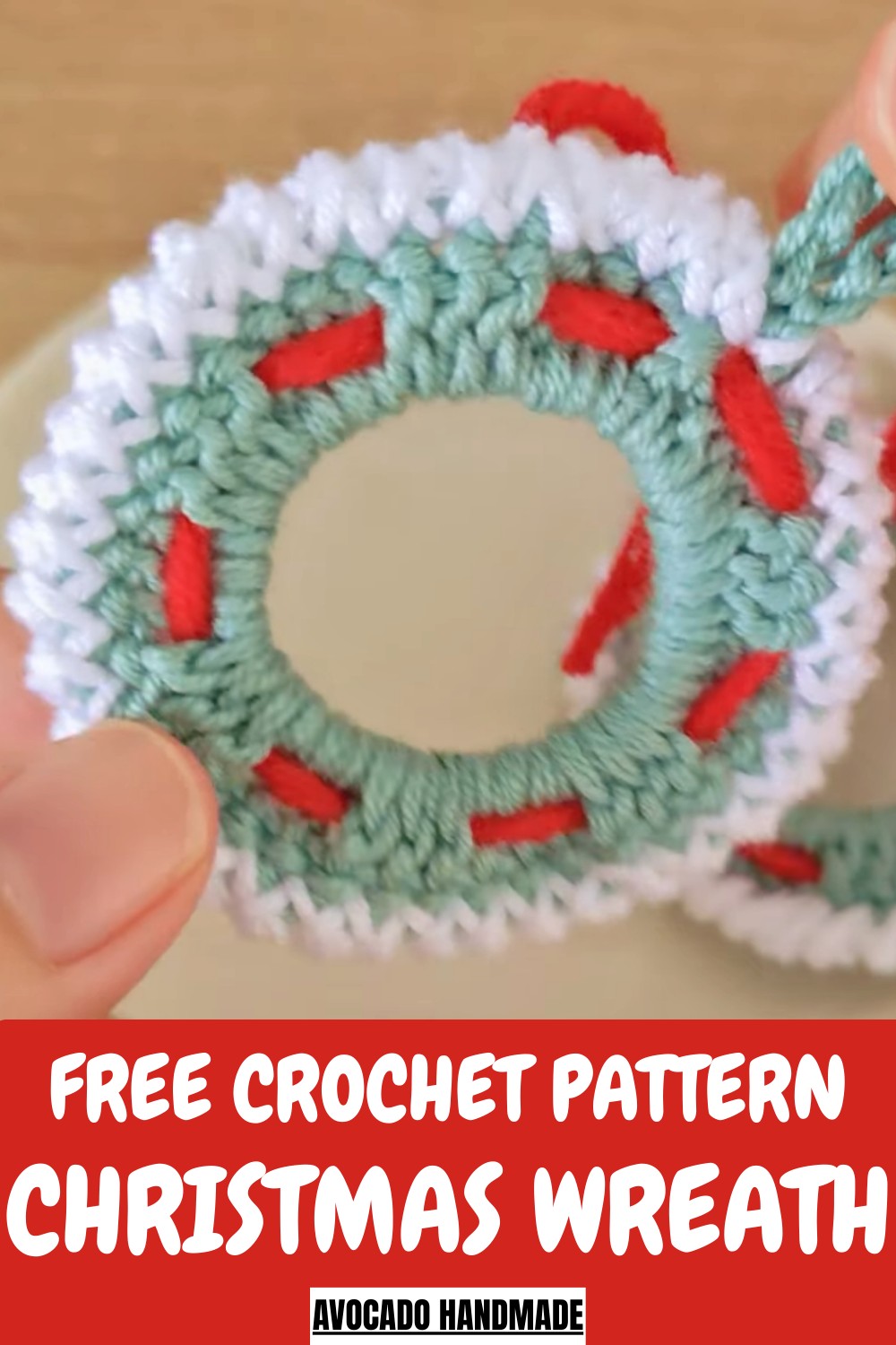 Crochet Christmas Wreath Keychain Pattern