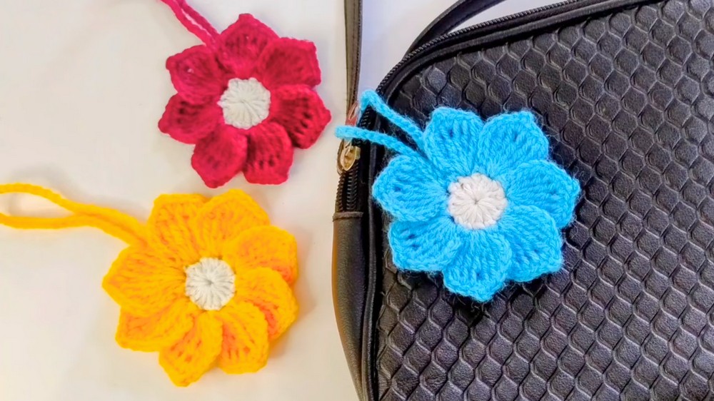 Crochet Flower Bag Charm Pattern 8