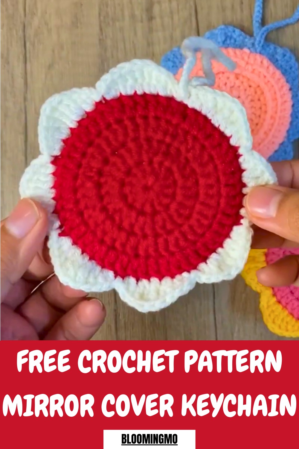 Crochet Flower Mirror Cover Keychain Pattern