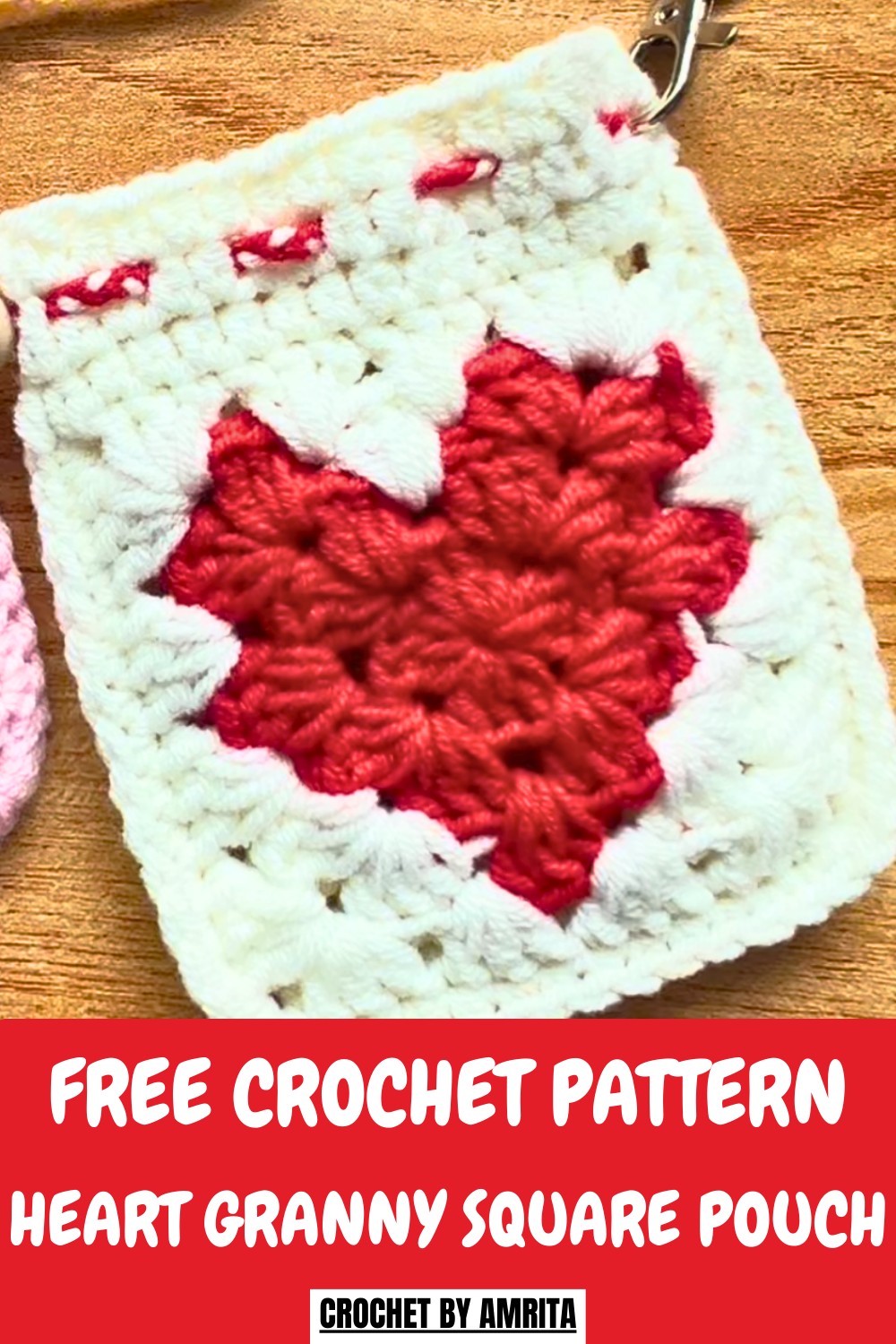 Crochet Heart Granny Square Pouch Pattern