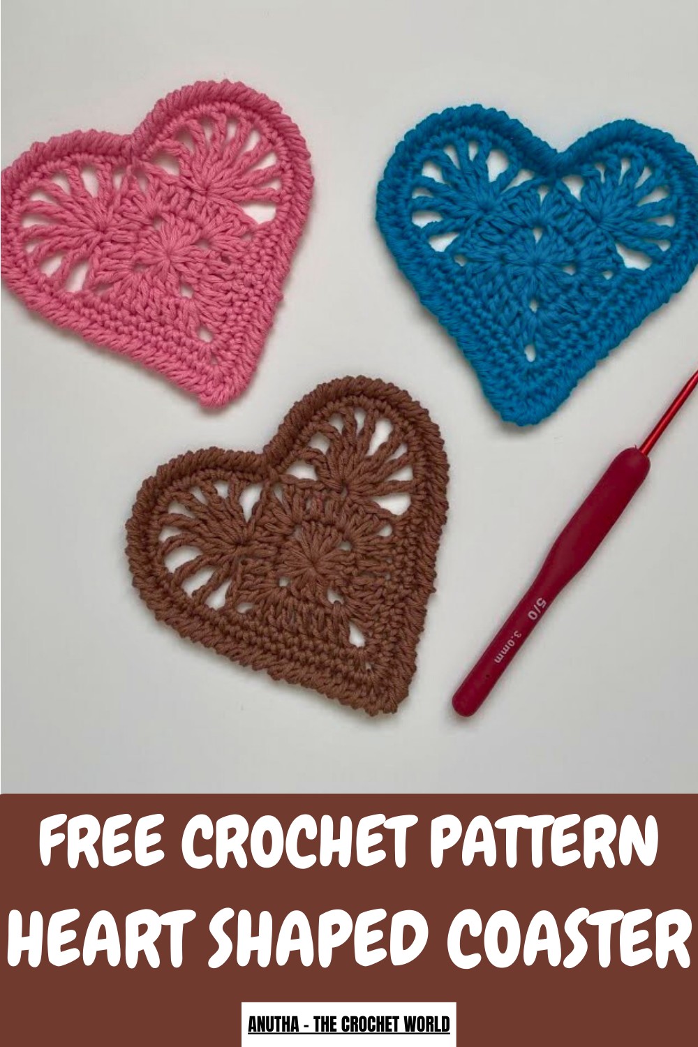 Crochet Heart Shaped Coaster Pattern