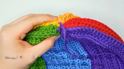 Crochet Rainbow Cloud Beanie Pattern 7