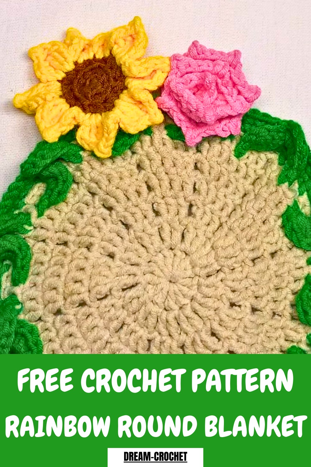 Crochet Rainbow Round Blanket Pattern