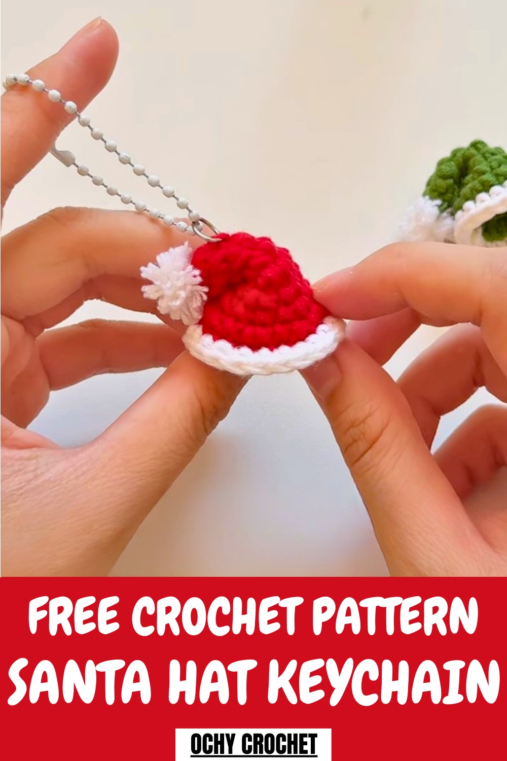 Crochet Santa Hat Keychain Pattern