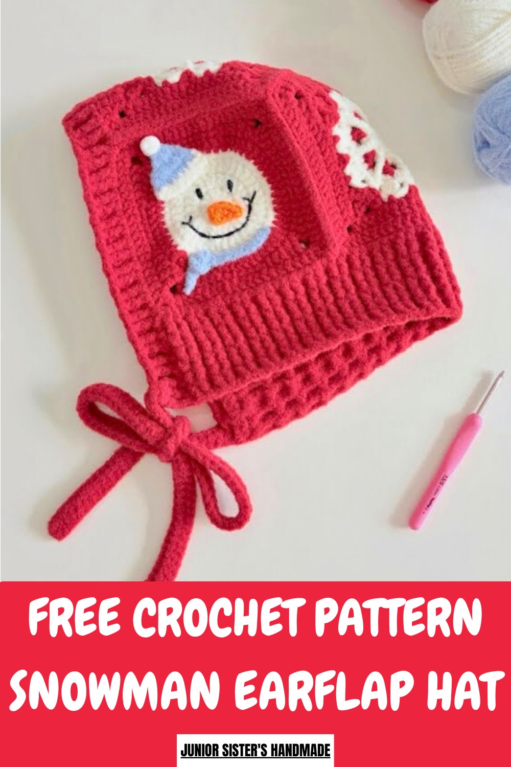 Crochet Snowman Earflap Hat Pattern
