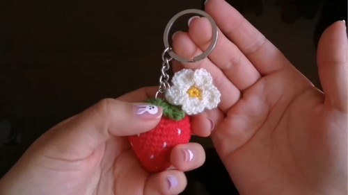 Crochet Strawberry Keychain Pattern 8