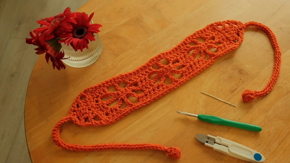 Crochet Lacy Flower Headband