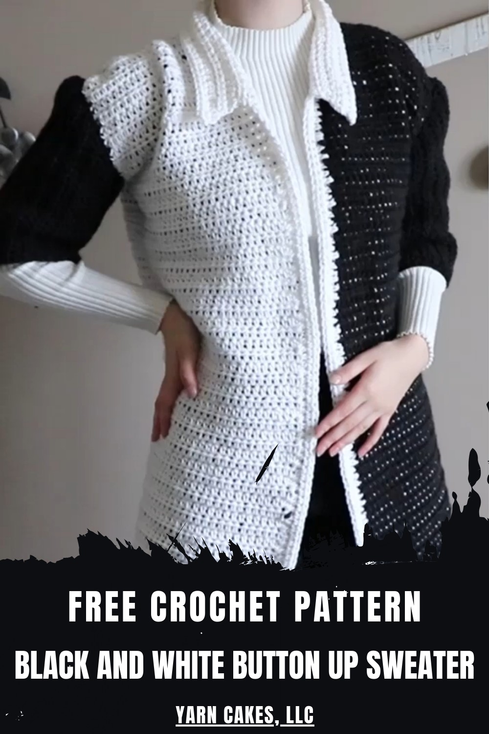 Black And White Button Up Sweater