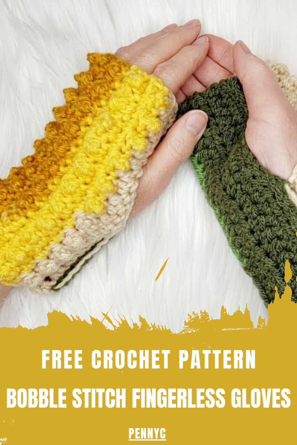 Bobble Stitch Fingerless Gloves