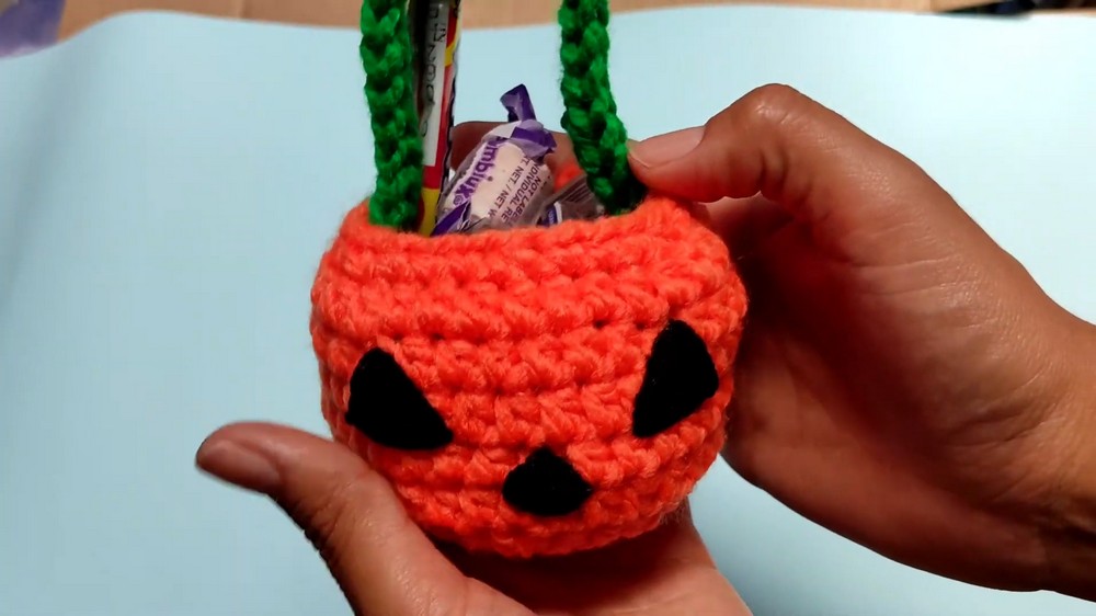 Crochet Pumpkin Treat Basket