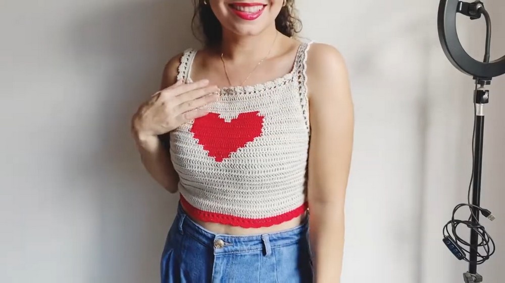 Crochet Heart Crop Top