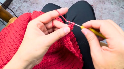 Crochet Blouse In Alpine Stitch Pattern 5