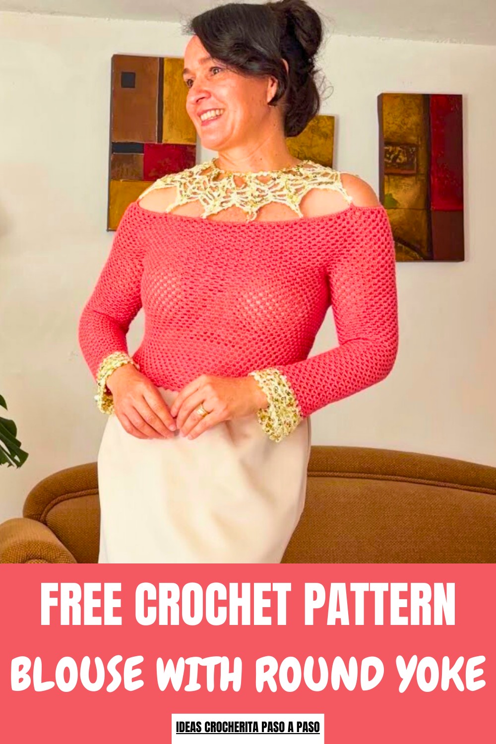Crochet Blouse With Round Yoke Pattern