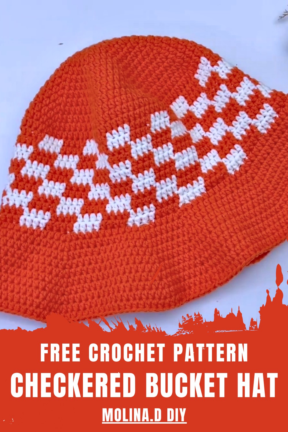 Crochet Checkered Bucket Hat