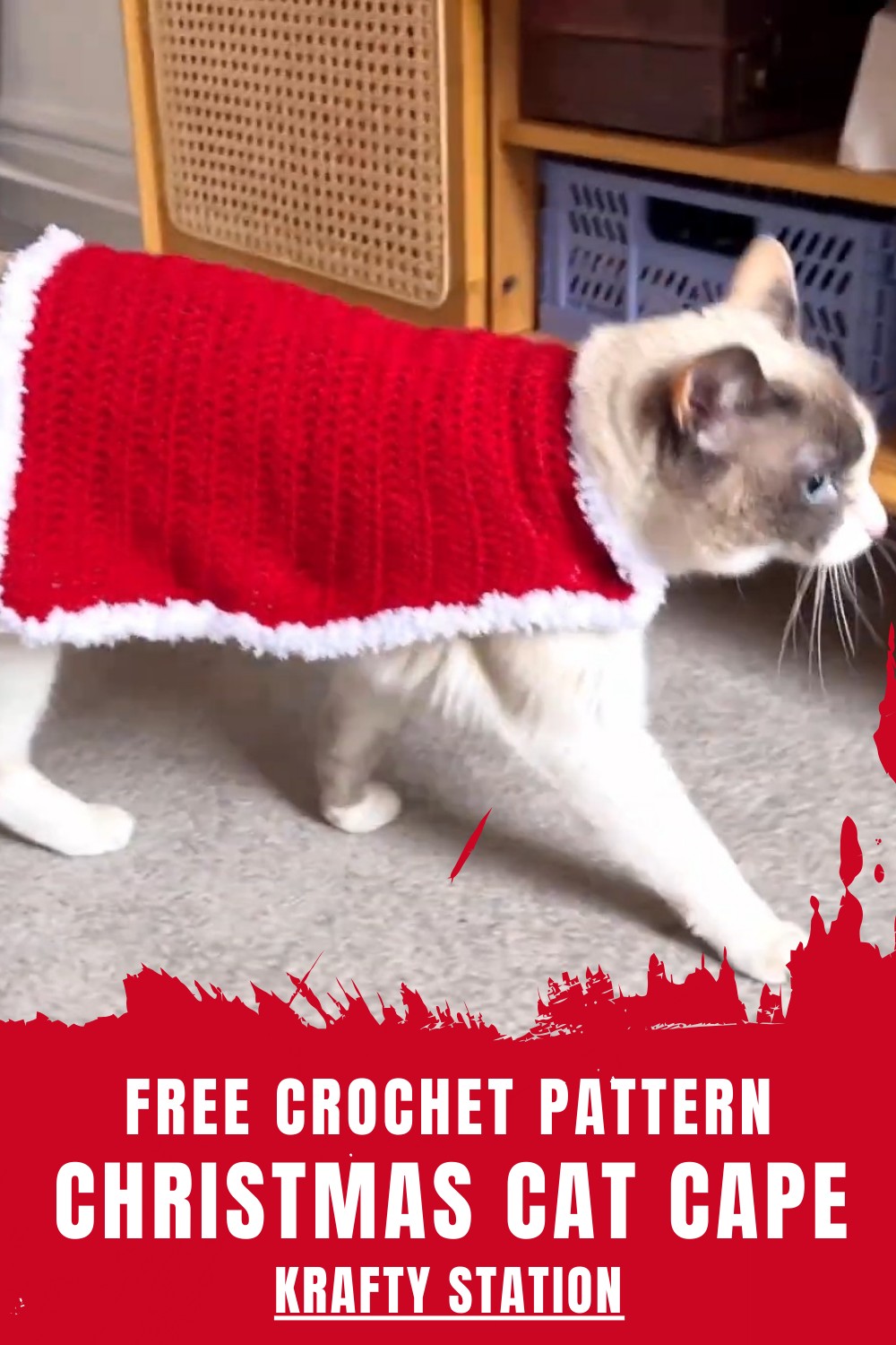 Crochet Christmas Cat Cape