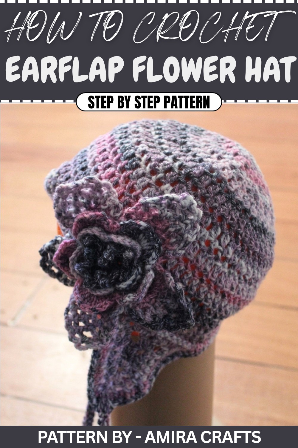 Crochet Earflap Flower Hat (1)