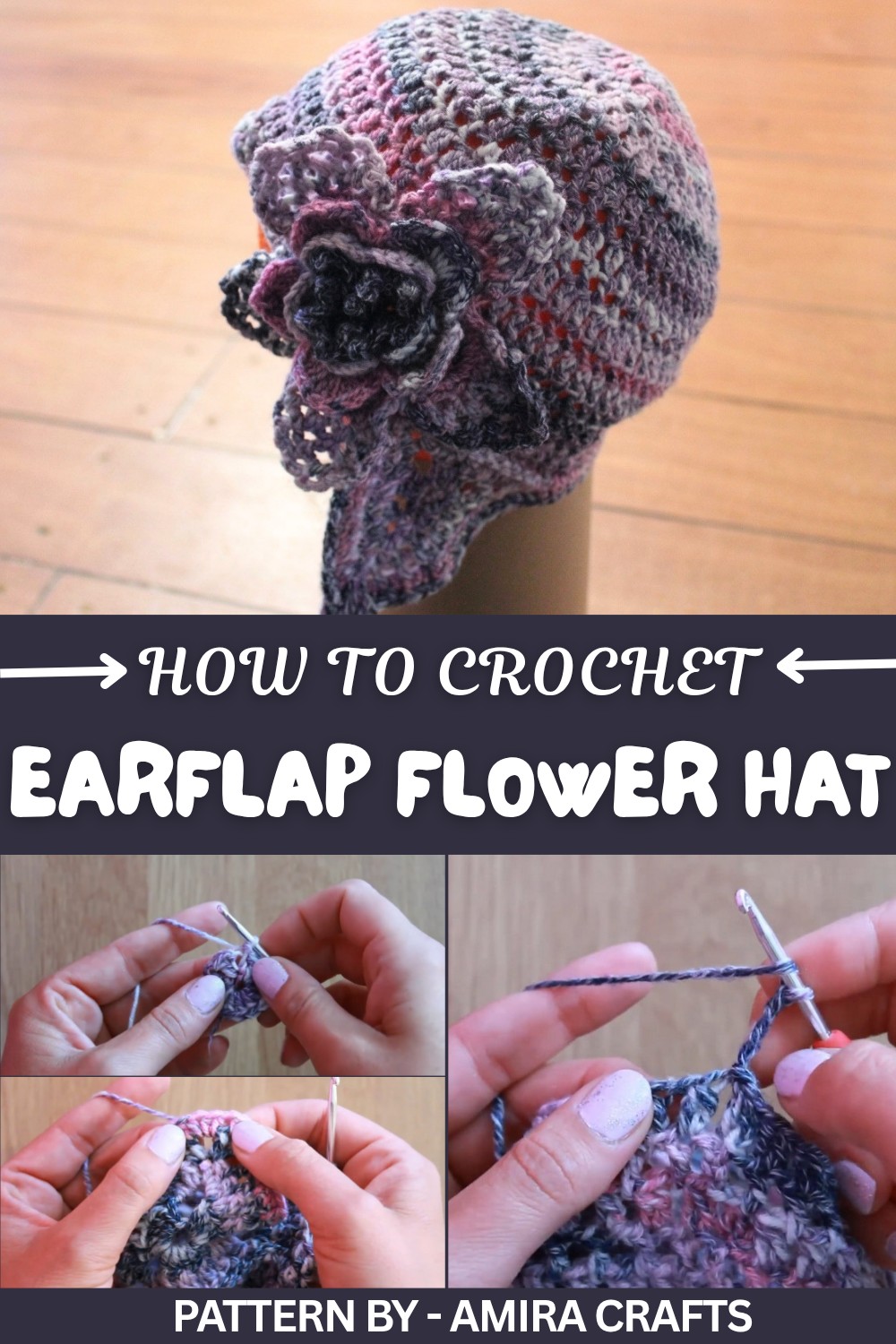 Crochet Earflap Flower Hat