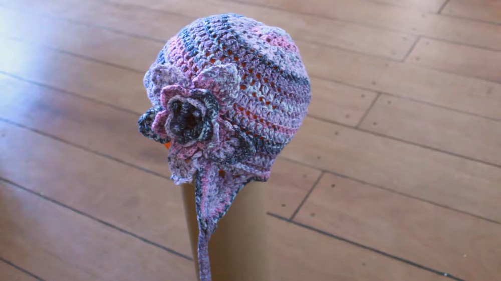 Crochet Earflap Flower Hat