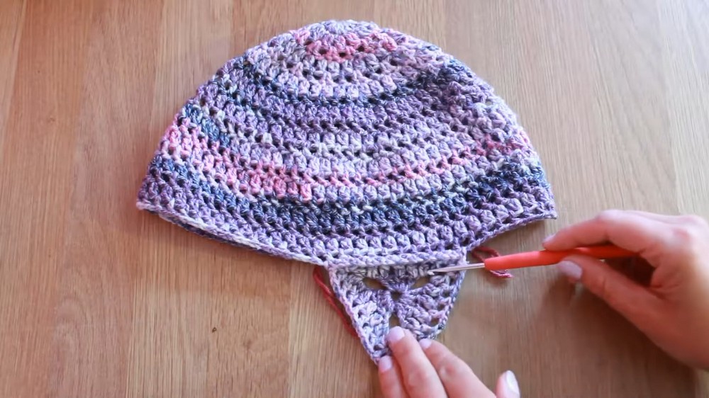 Crochet Earflap Flower Hat