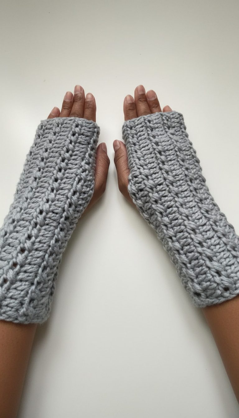 Crochet Fingerless Hand Gloves Pattern 8