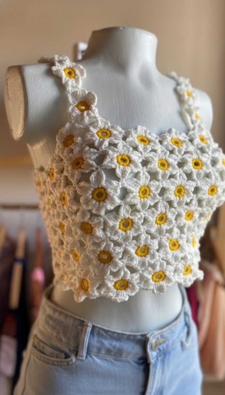 Crochet Flower Crop Top Pattern 10