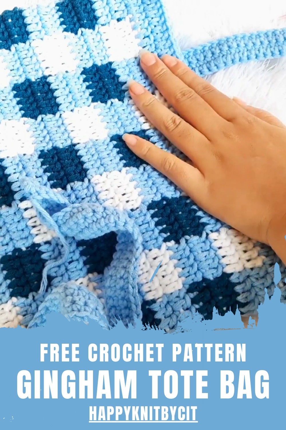 Crochet Gingham Tote Bag