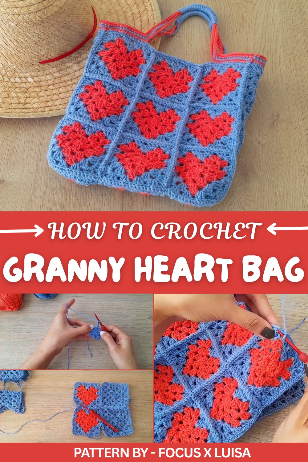 Crochet Granny Heart Bag