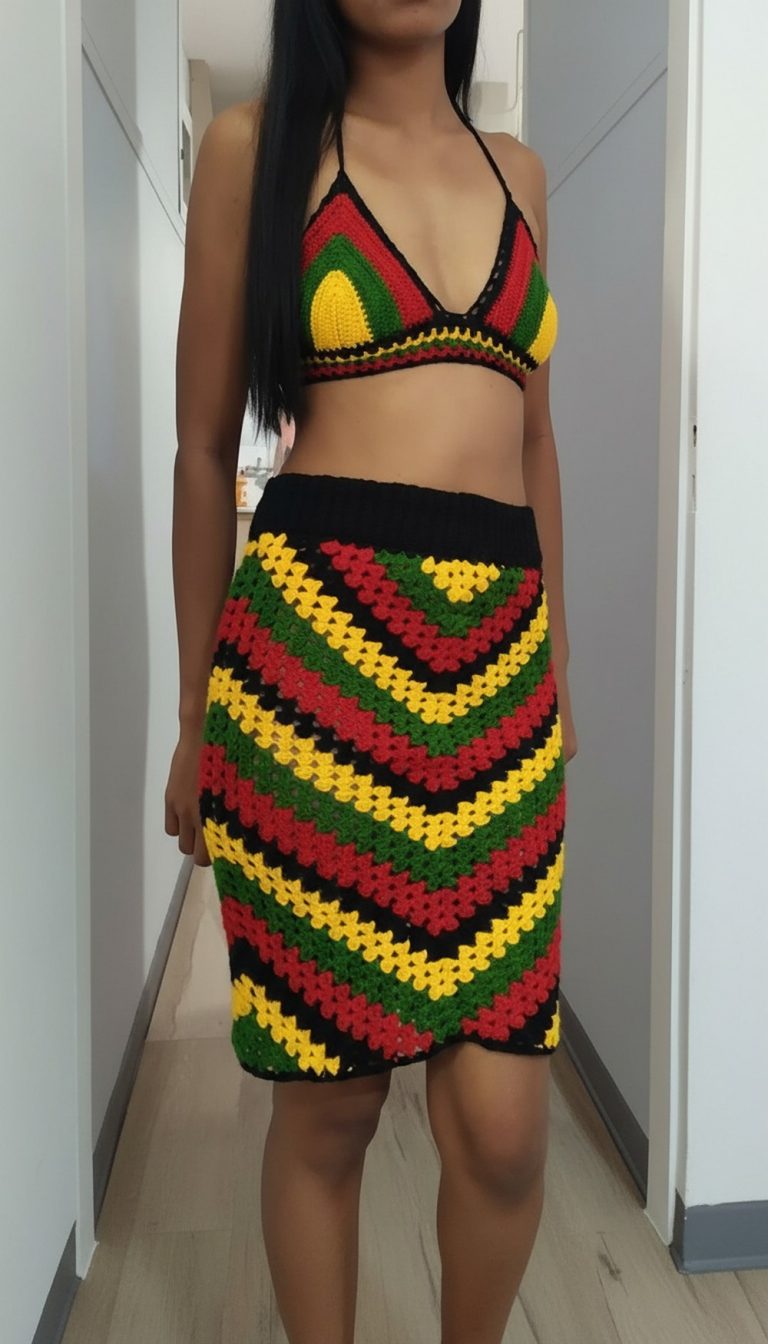 Crochet granny square Rastafarian Skirt Pattern: Free & Creative Tutorial